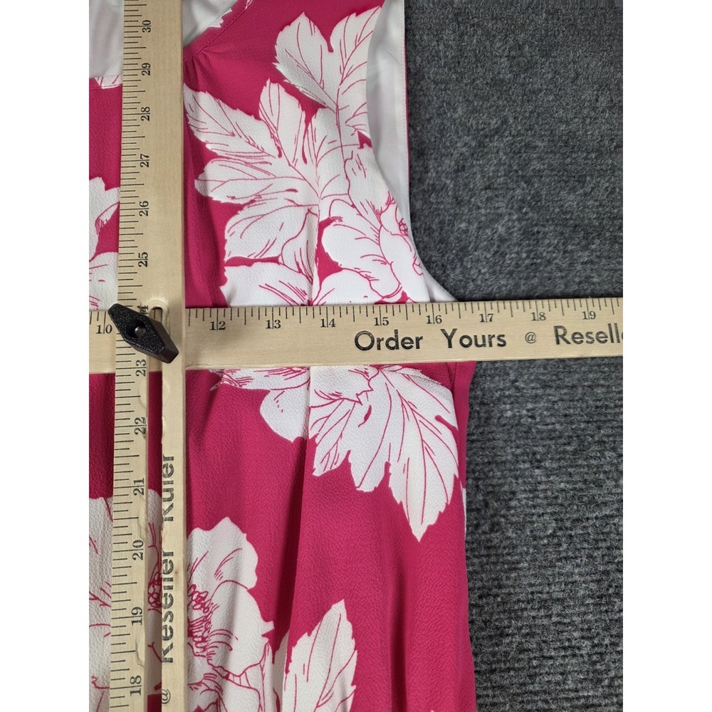 TALBOTS NWT Crepe Floral Blouson Lined Keyhole Flounce Dress Size 8 Pink - Picture 2 of 12